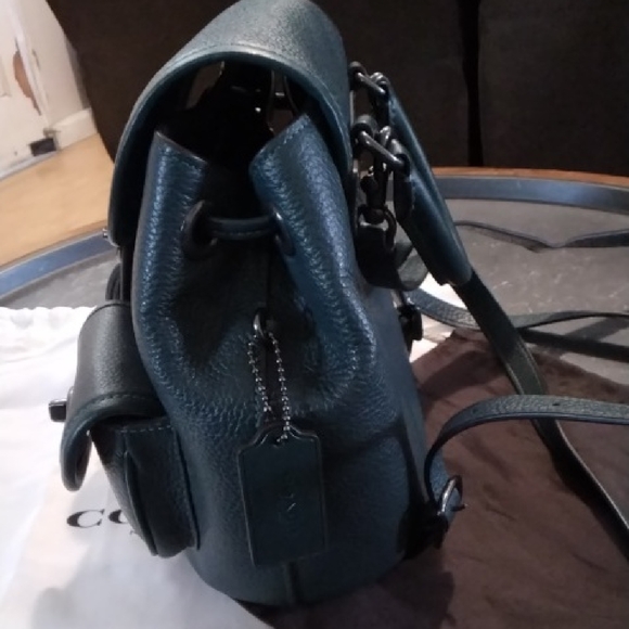 Coach Hadley Dark Green Leather Backpack - Picture 2 of 6